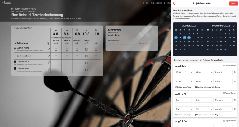 kulibri Terminabstimmung Datumsauswahl
