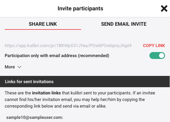 kulibri invitation email setting