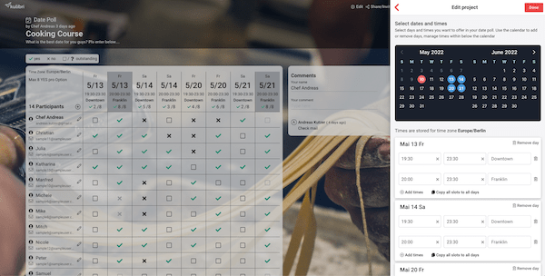 Date poll manage times